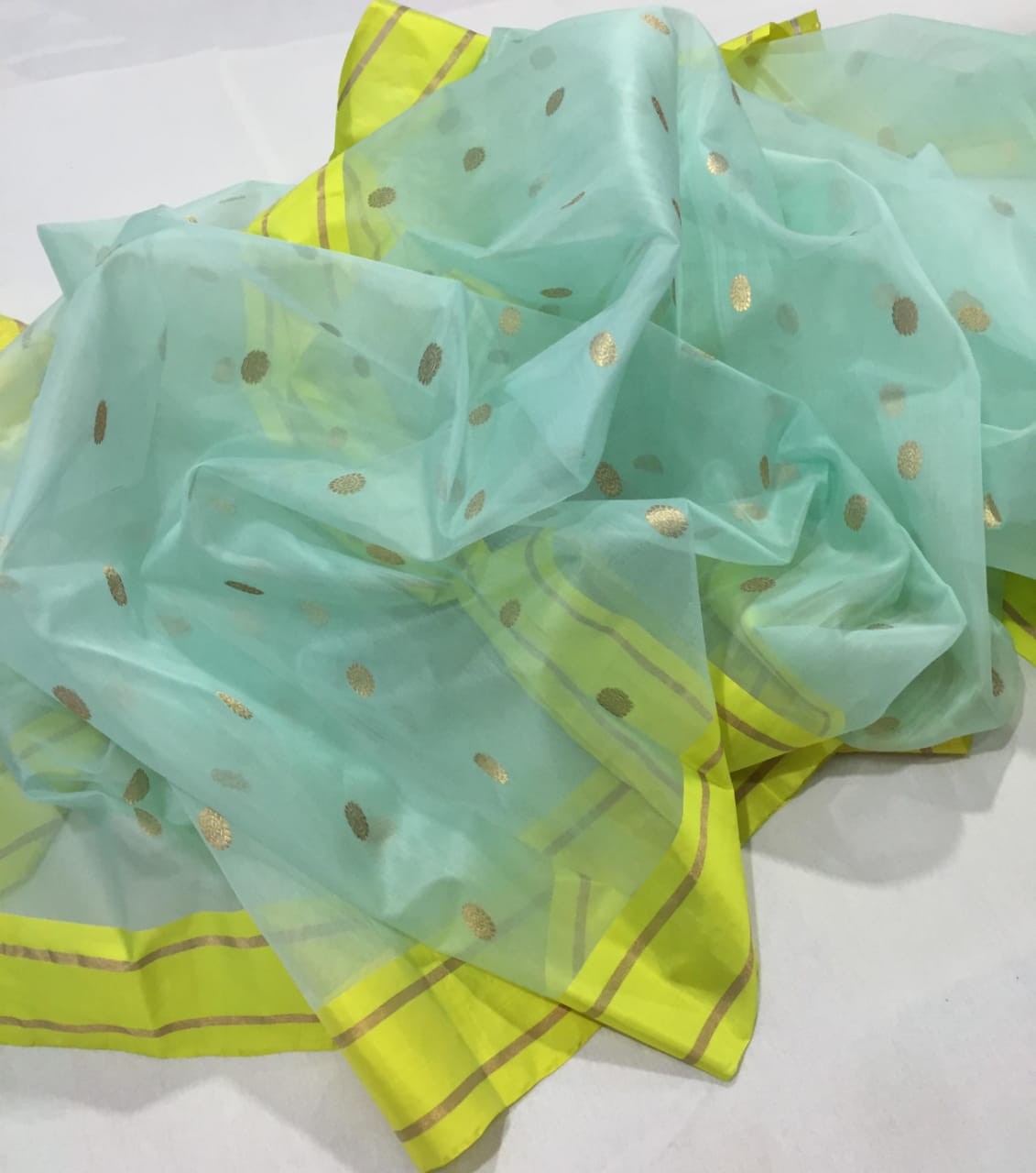 Sea Green Chanderi Silk saree
