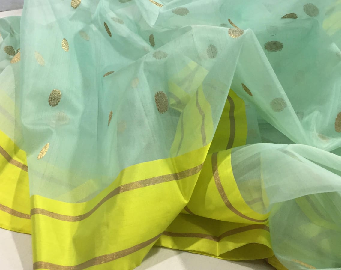 Sea Green Chanderi Silk saree