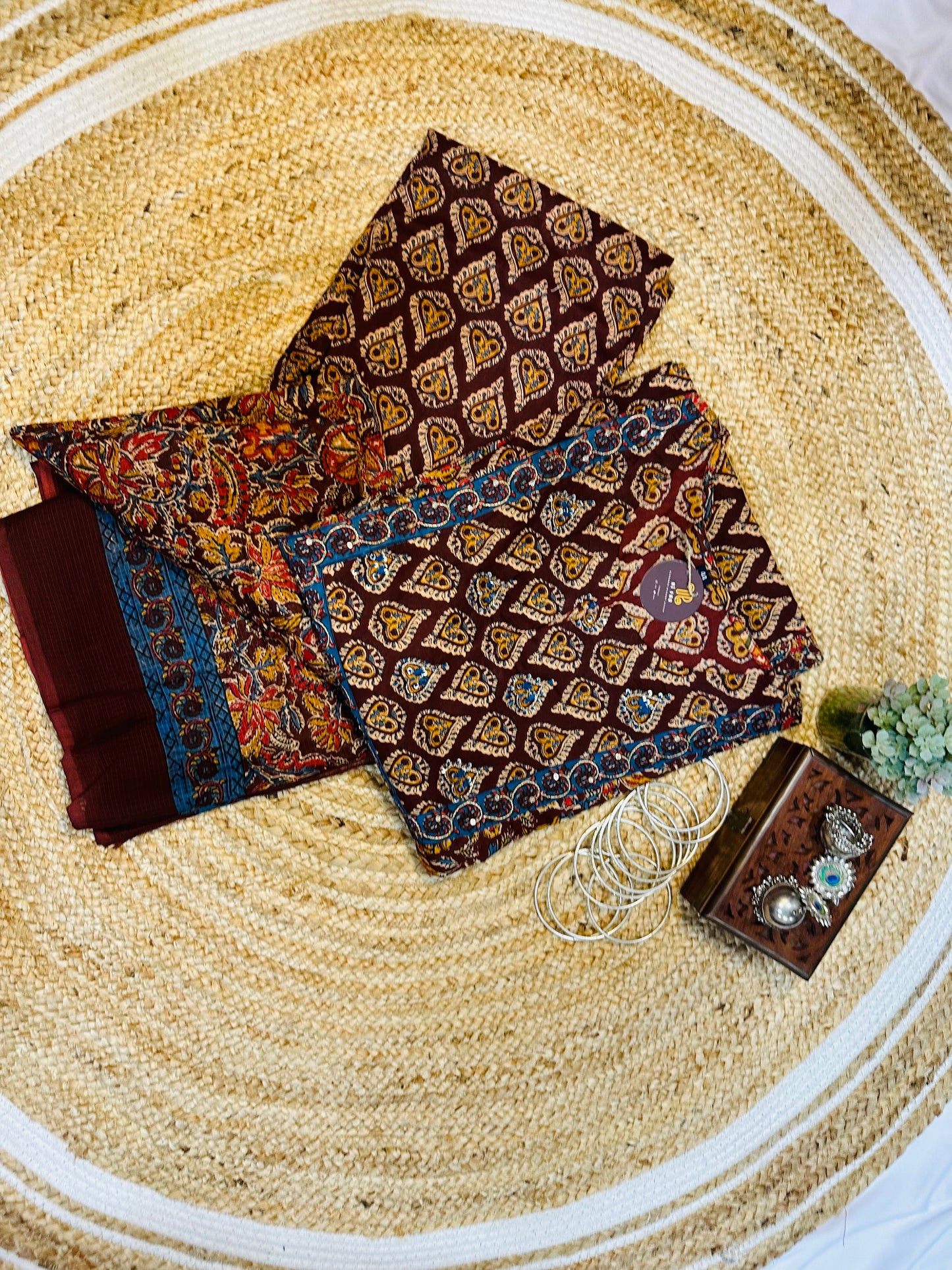 Elegant Floral and Geometric Print Suit Set