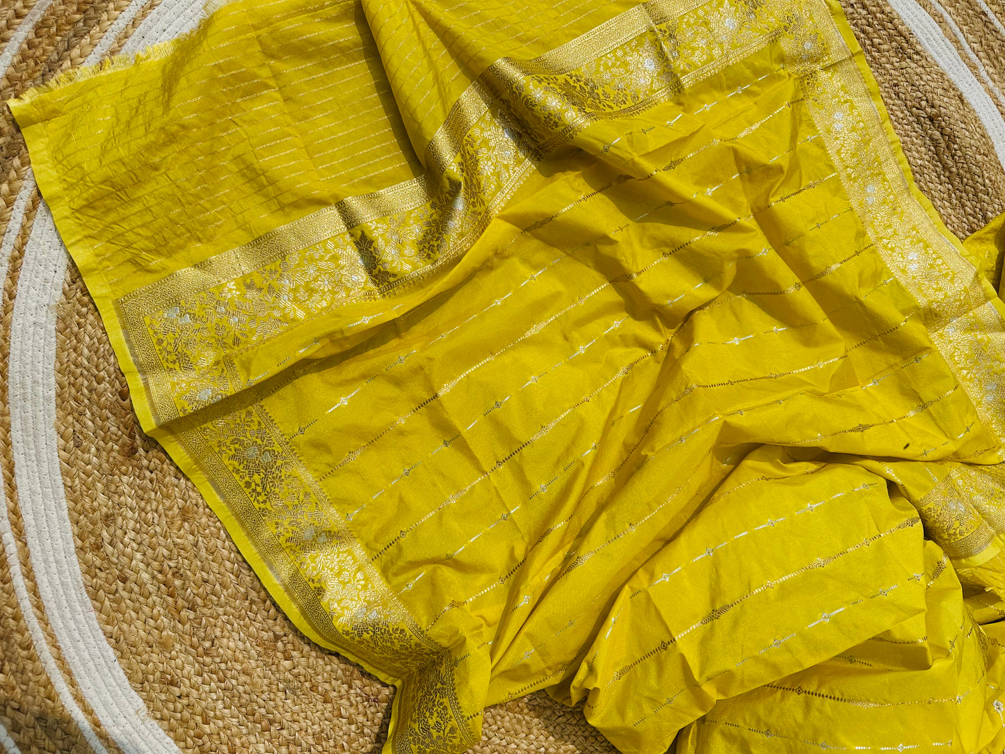 Katan Silk Banarasi Handloom - Yellow