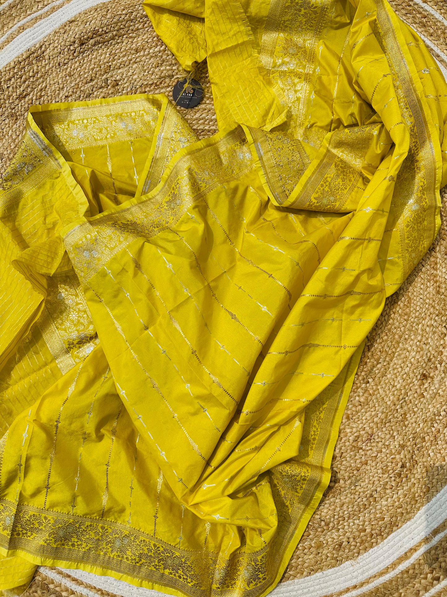 Katan Silk Banarasi Handloom - Yellow