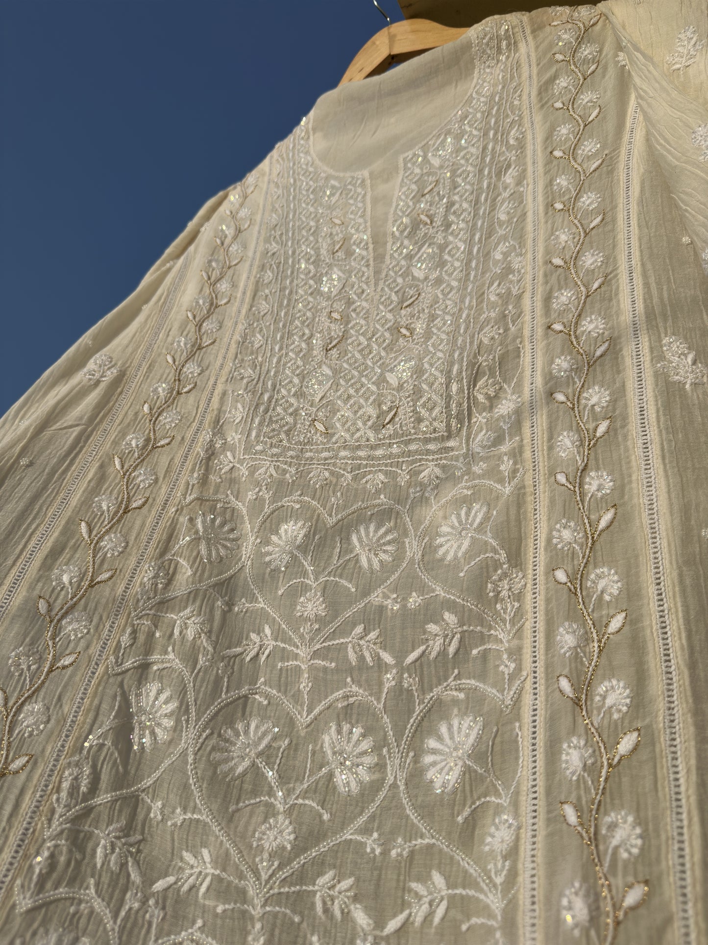 Roohani Mulmul Chikankari Kurta Dupatta Set