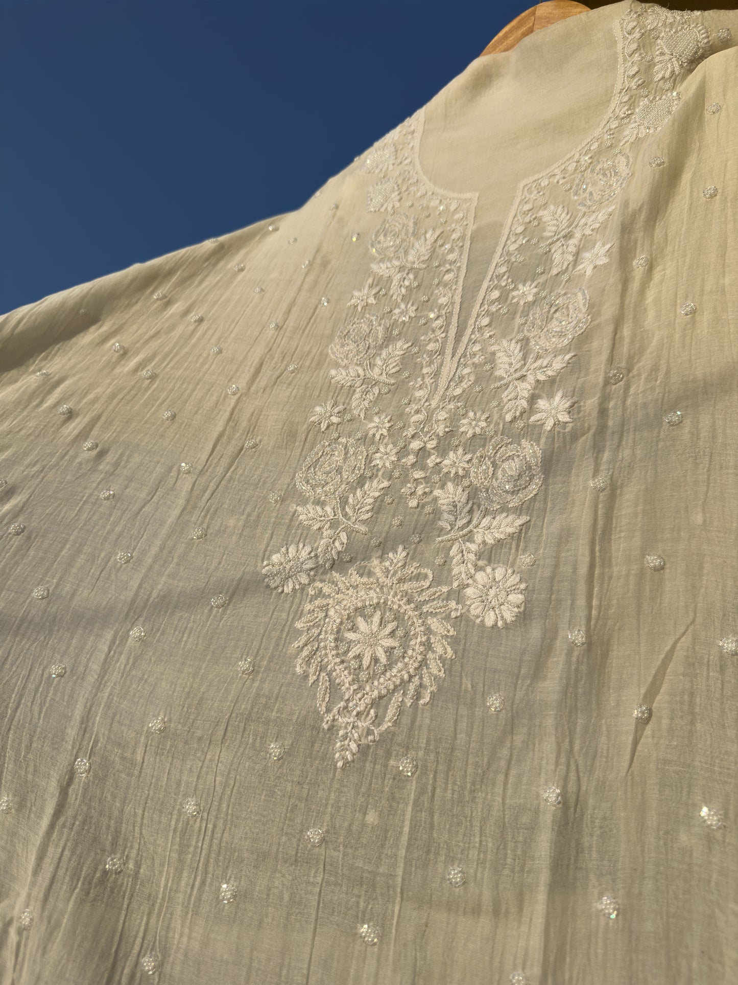 Roohani Mulmul Chikankari Kurta Dupatta Set