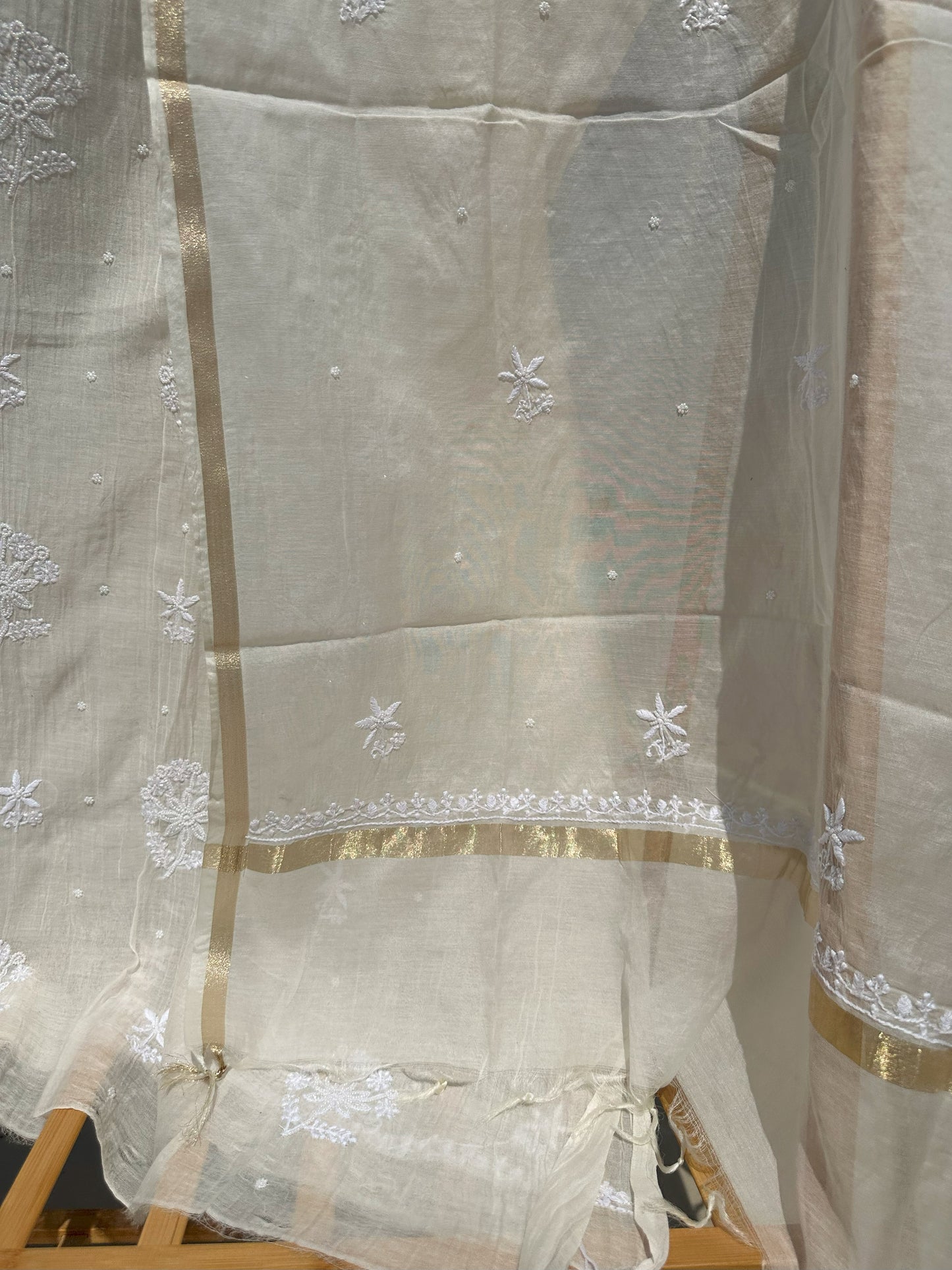 Roohani Mulmul Chikankari Kurta Dupatta Set