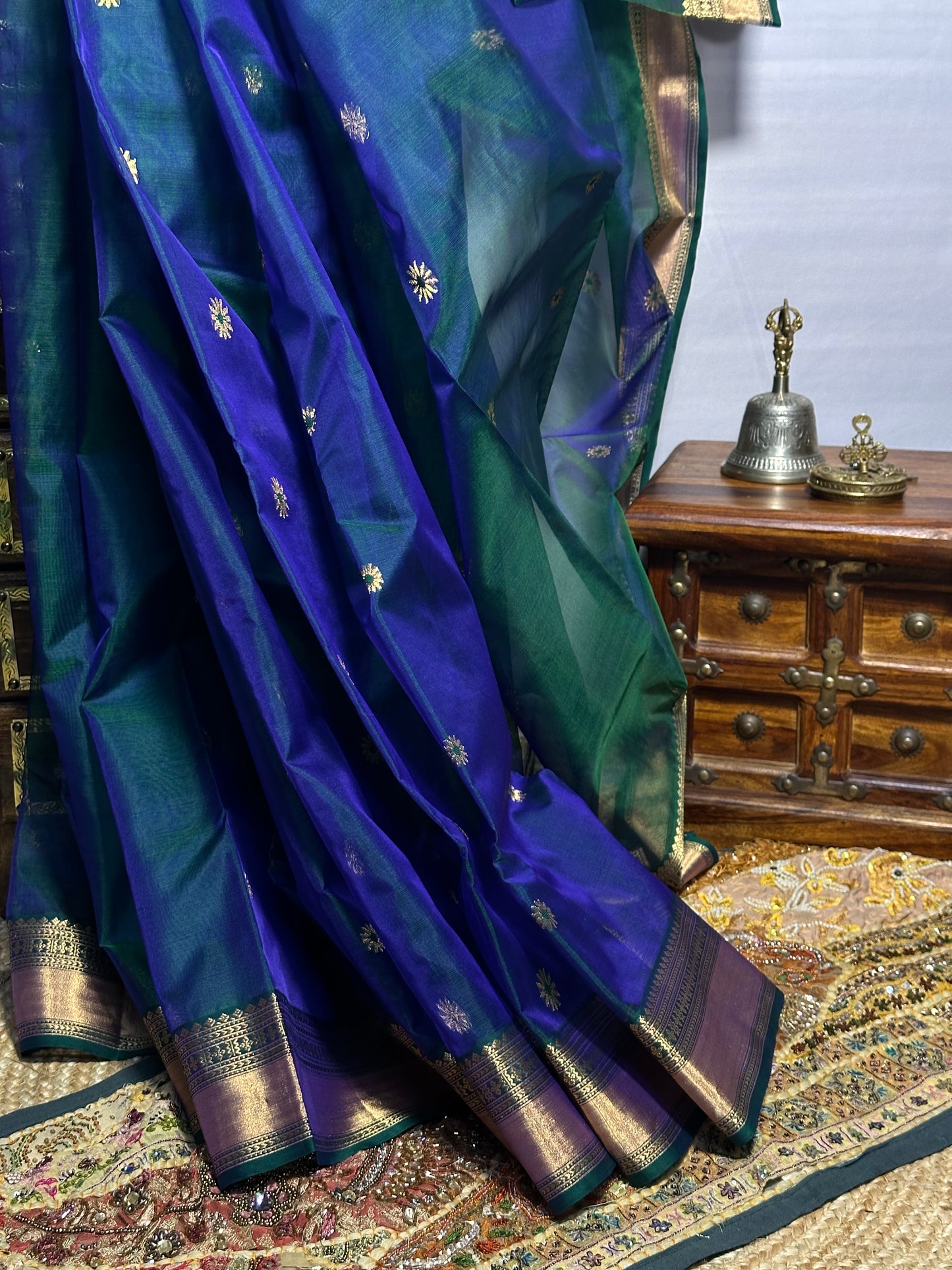 Teal Mor Pattu Chanderi