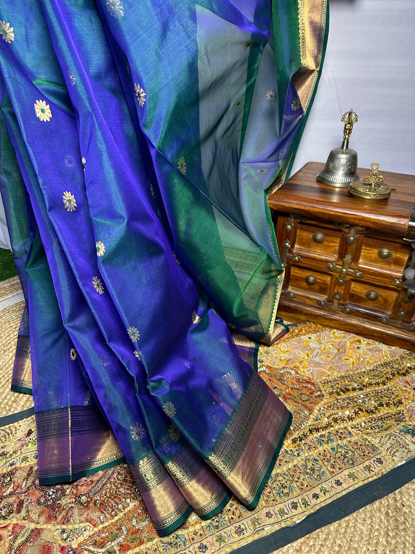 Teal Mor Pattu Chanderi