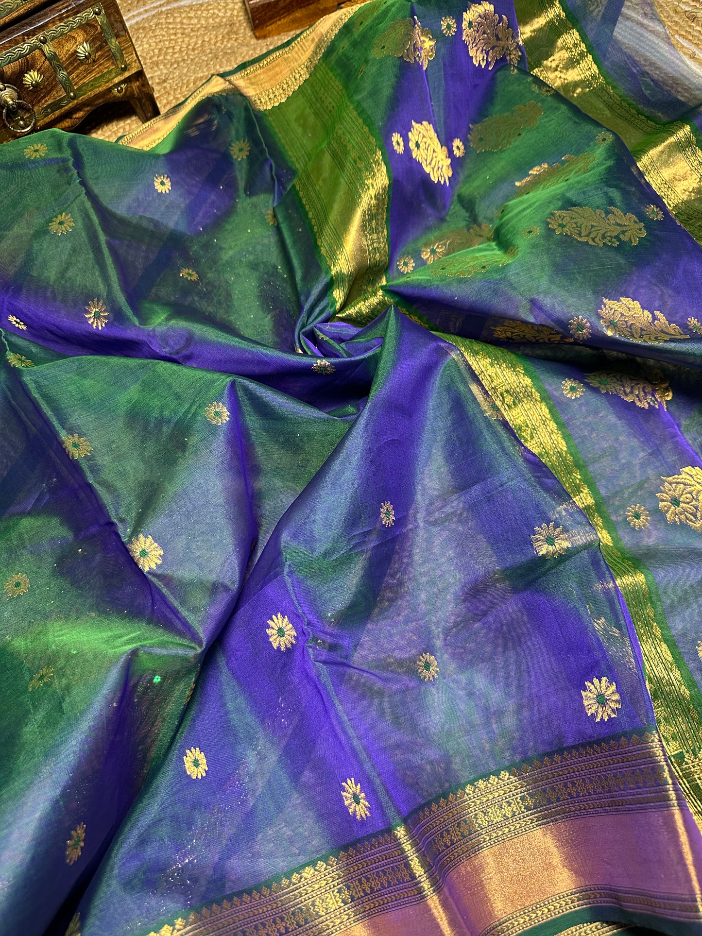 Teal Mor Pattu Chanderi