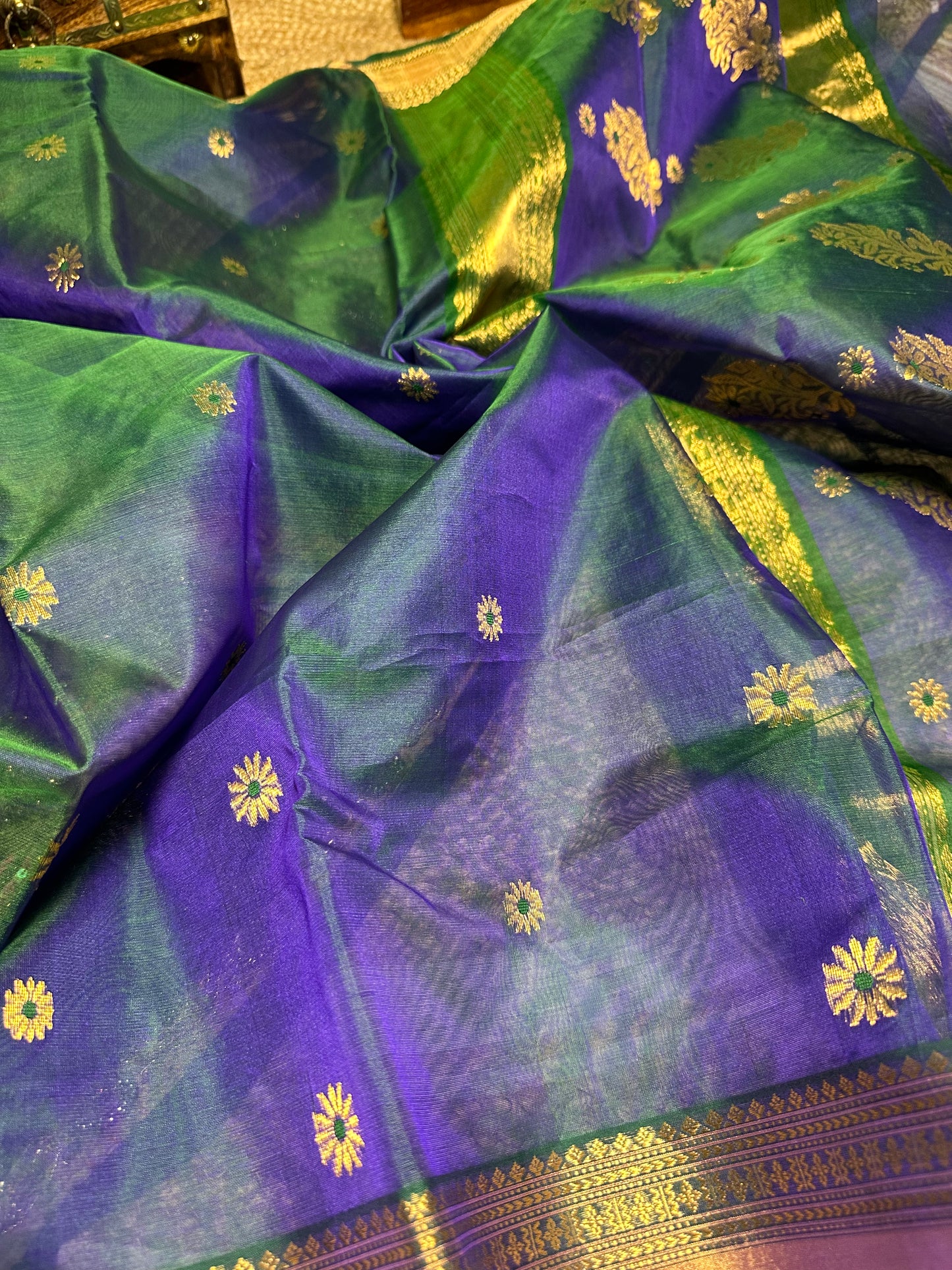 Teal Mor Pattu Chanderi
