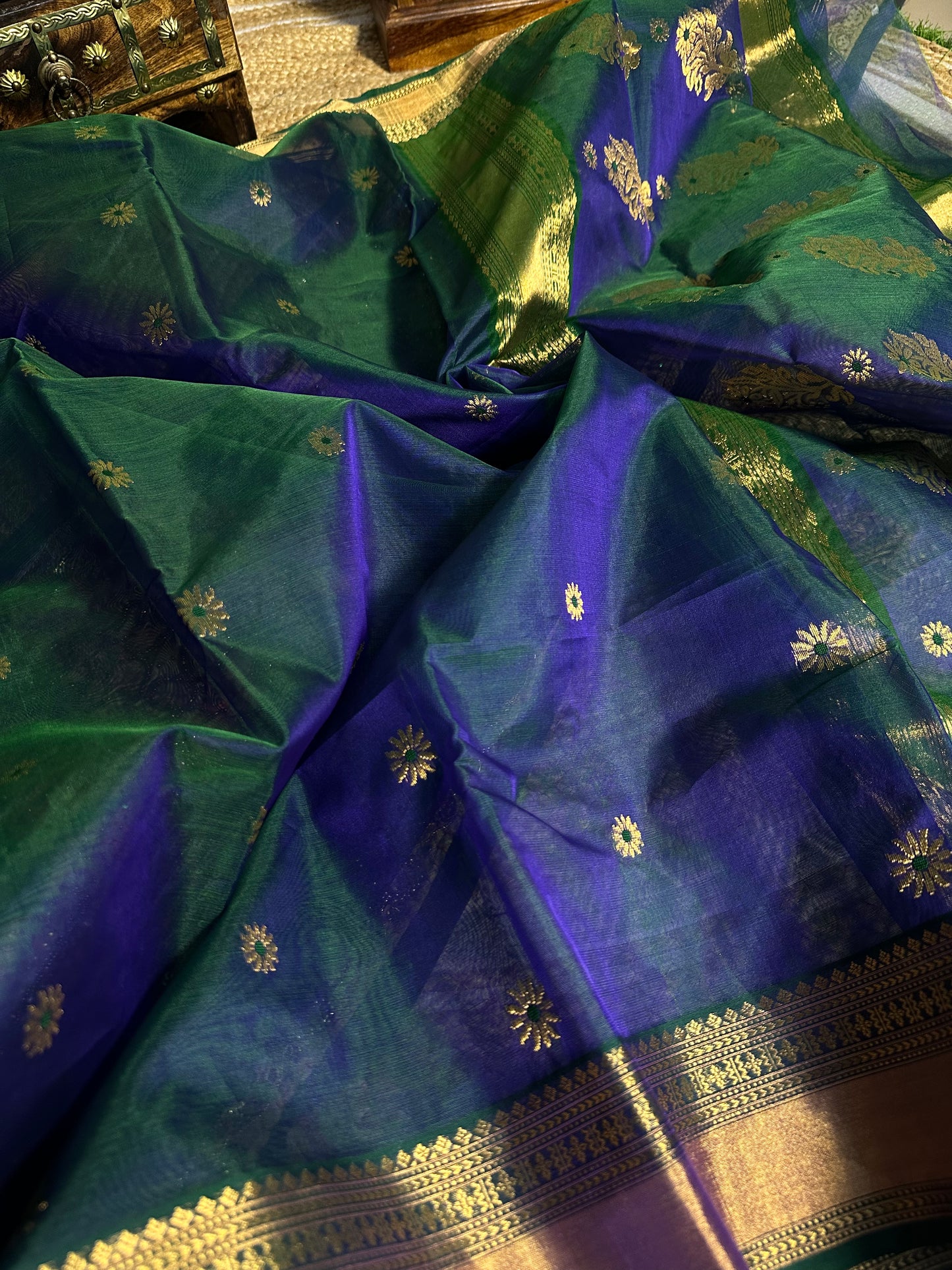 Teal Mor Pattu Chanderi