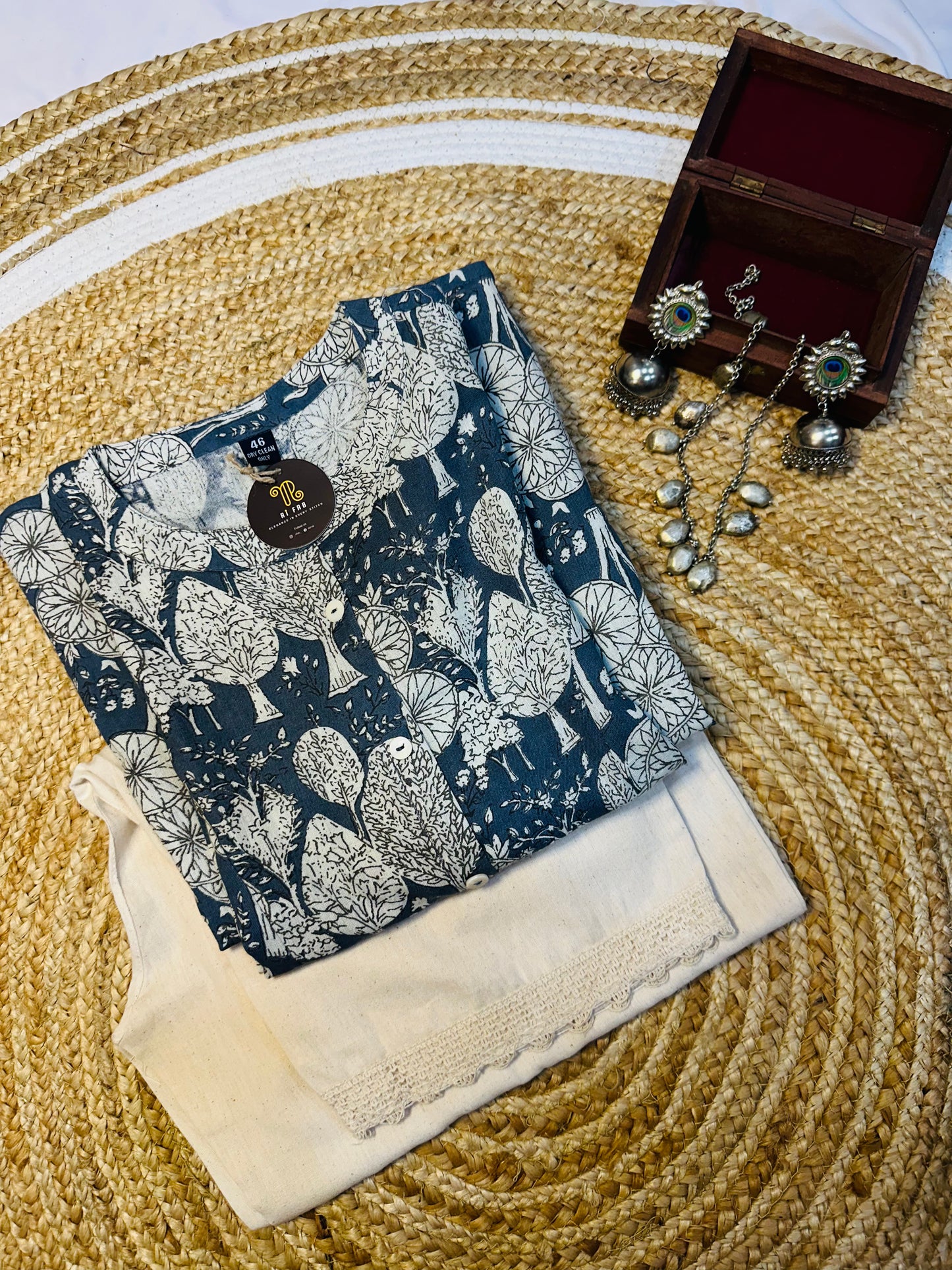 Lounge Wear Blue Pure Cotton Co-ord Set for Women - Comfortable Casual Two-piece Outfit for Daily Wear and Relaxation