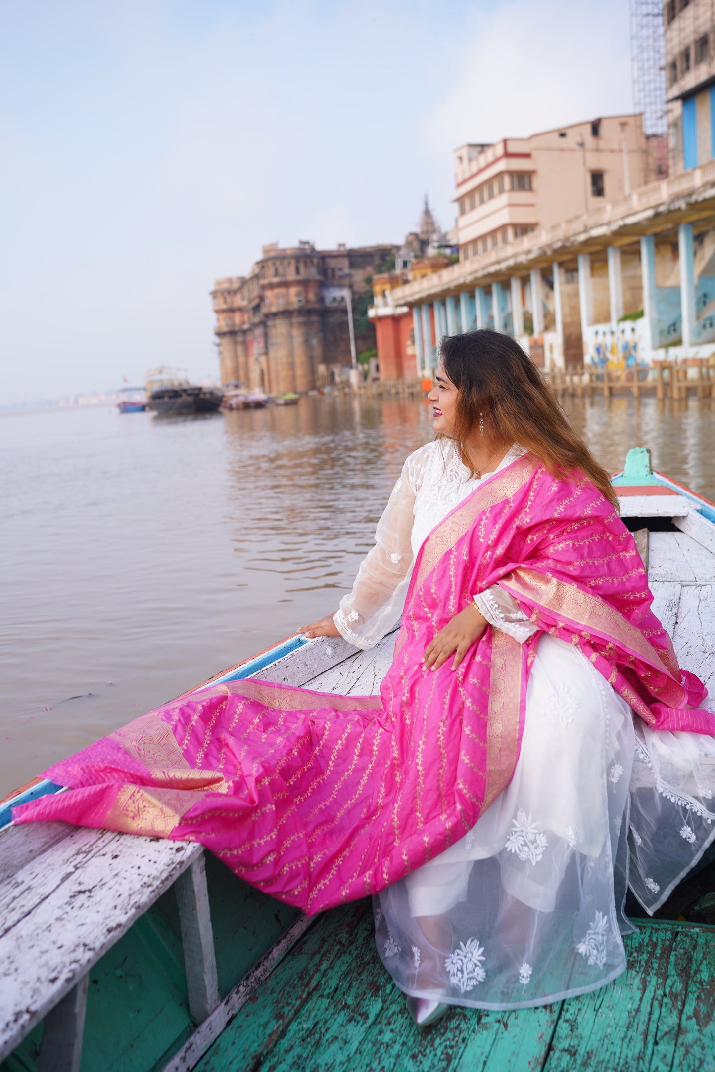 Katan Silk Banarasi Handloom Dupatta - Pink