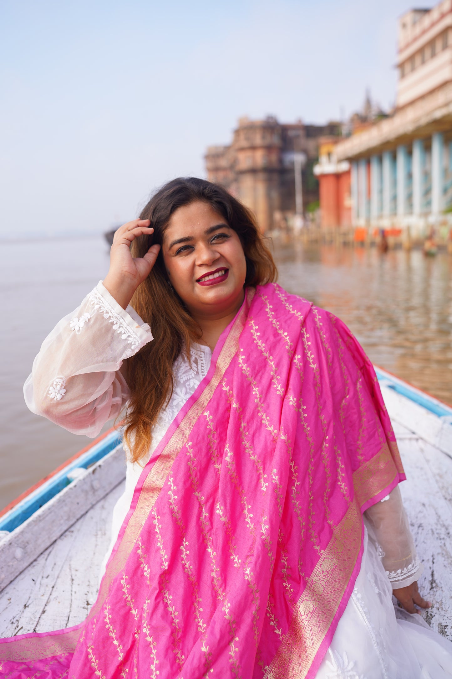 Katan Silk Banarasi Handloom Dupatta - Pink