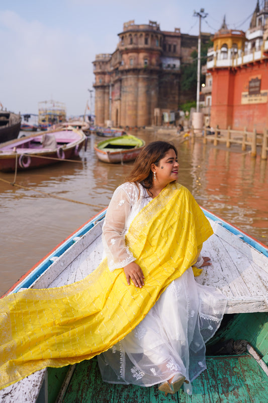 Katan Silk Banarasi Handloom - Yellow