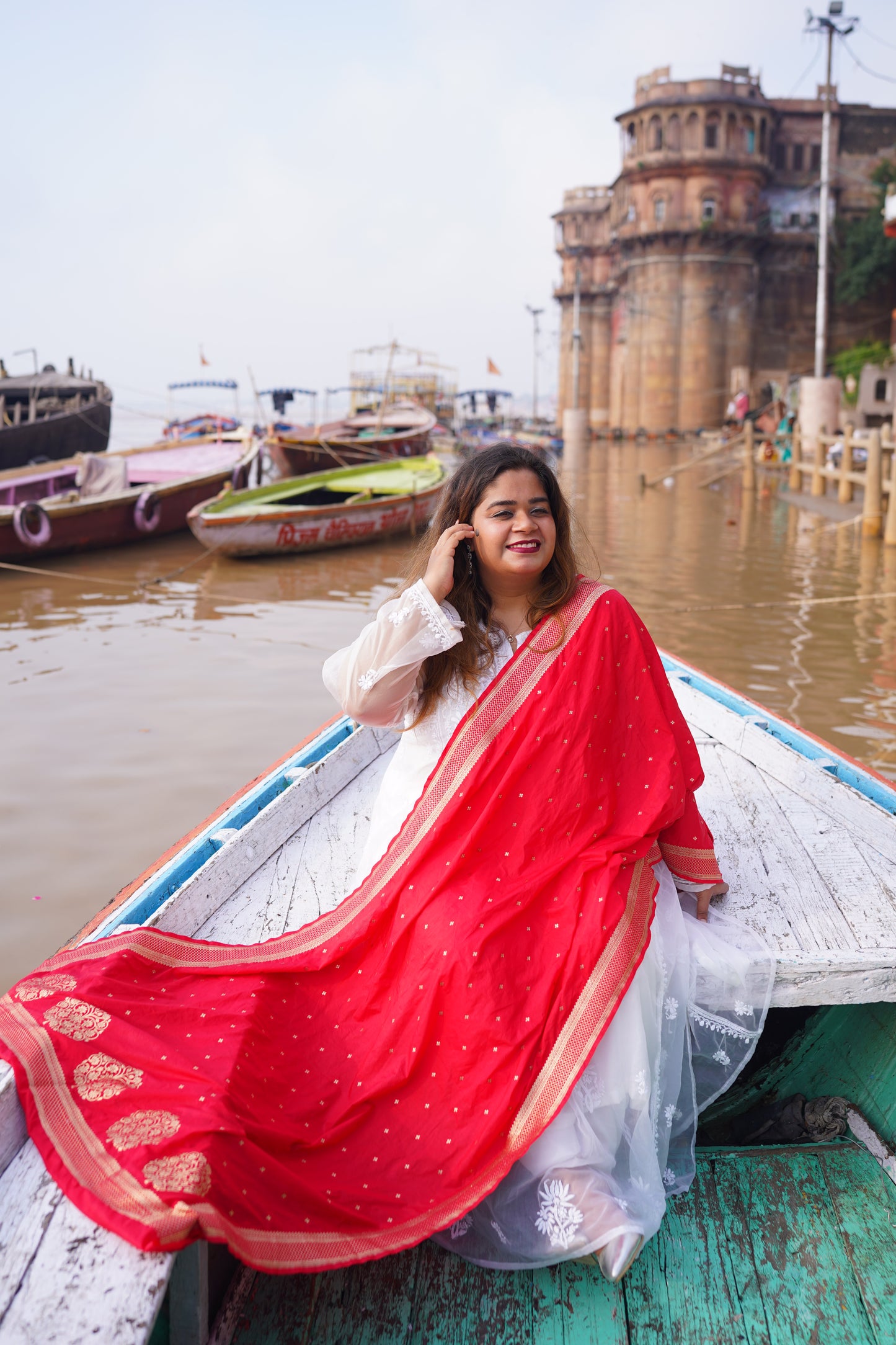 Katan Silk Banarasi Handloom Dupatta - Red