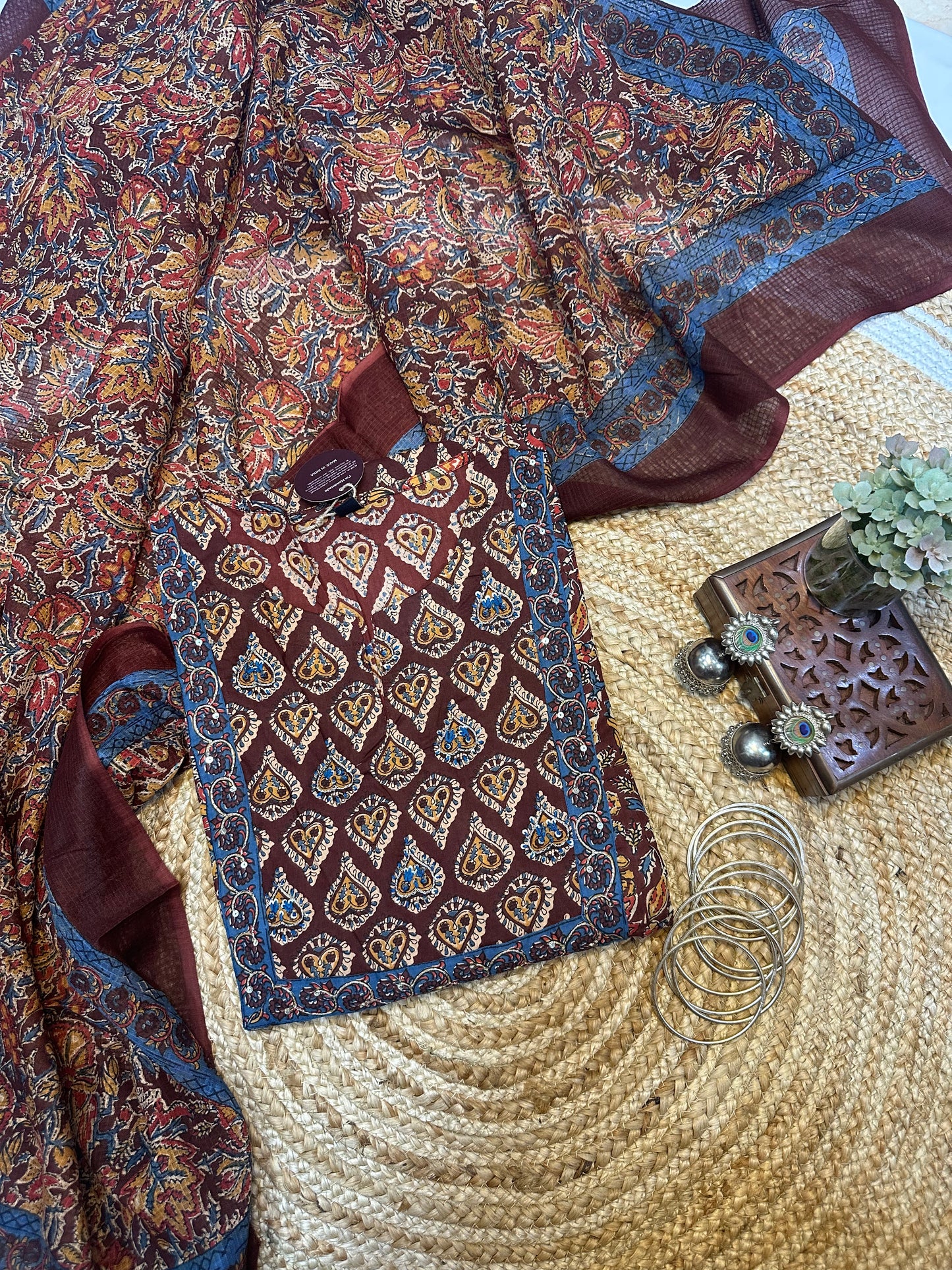 Elegant Floral and Geometric Print Suit Set