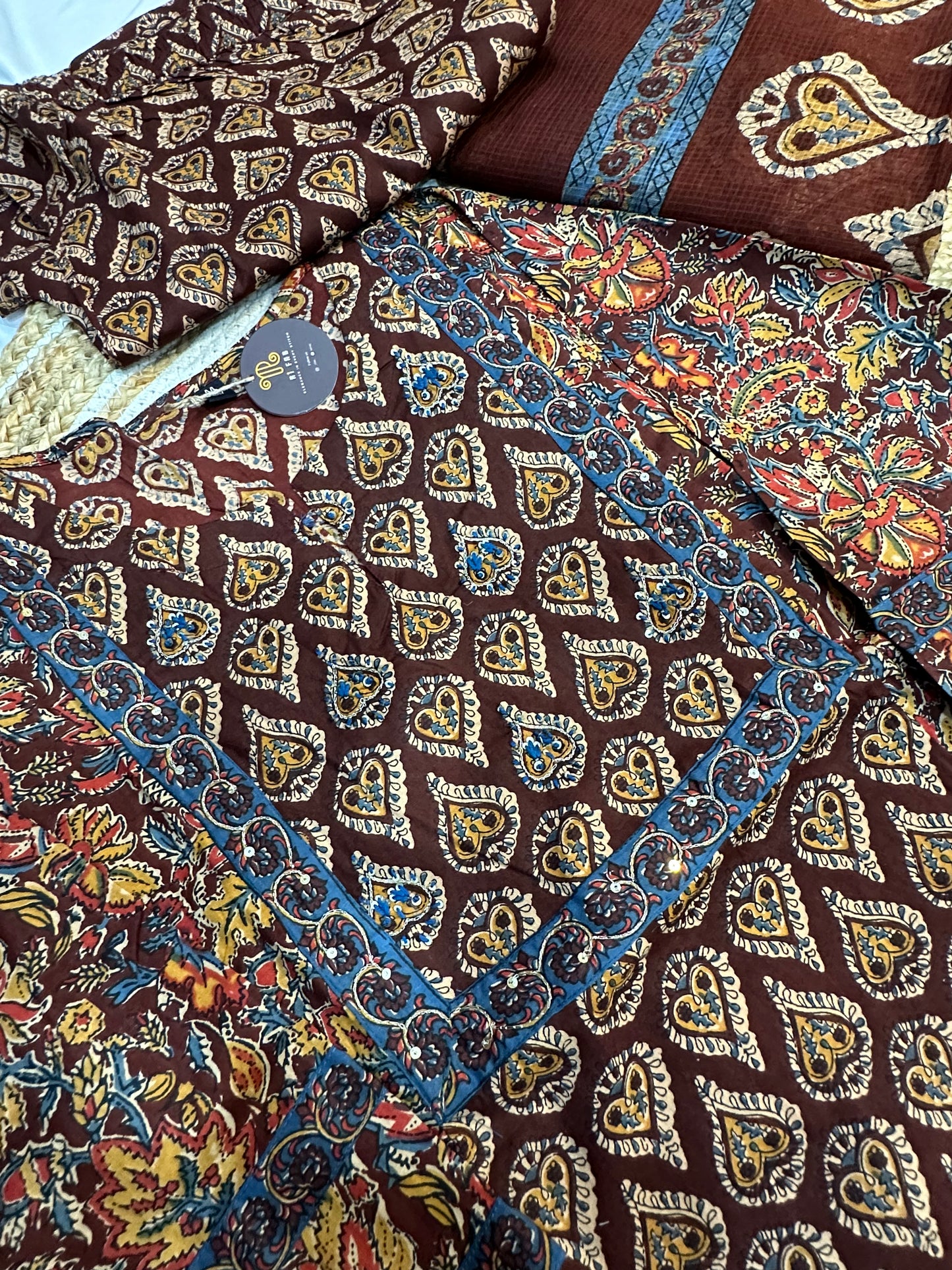 Elegant Floral and Geometric Print Suit Set