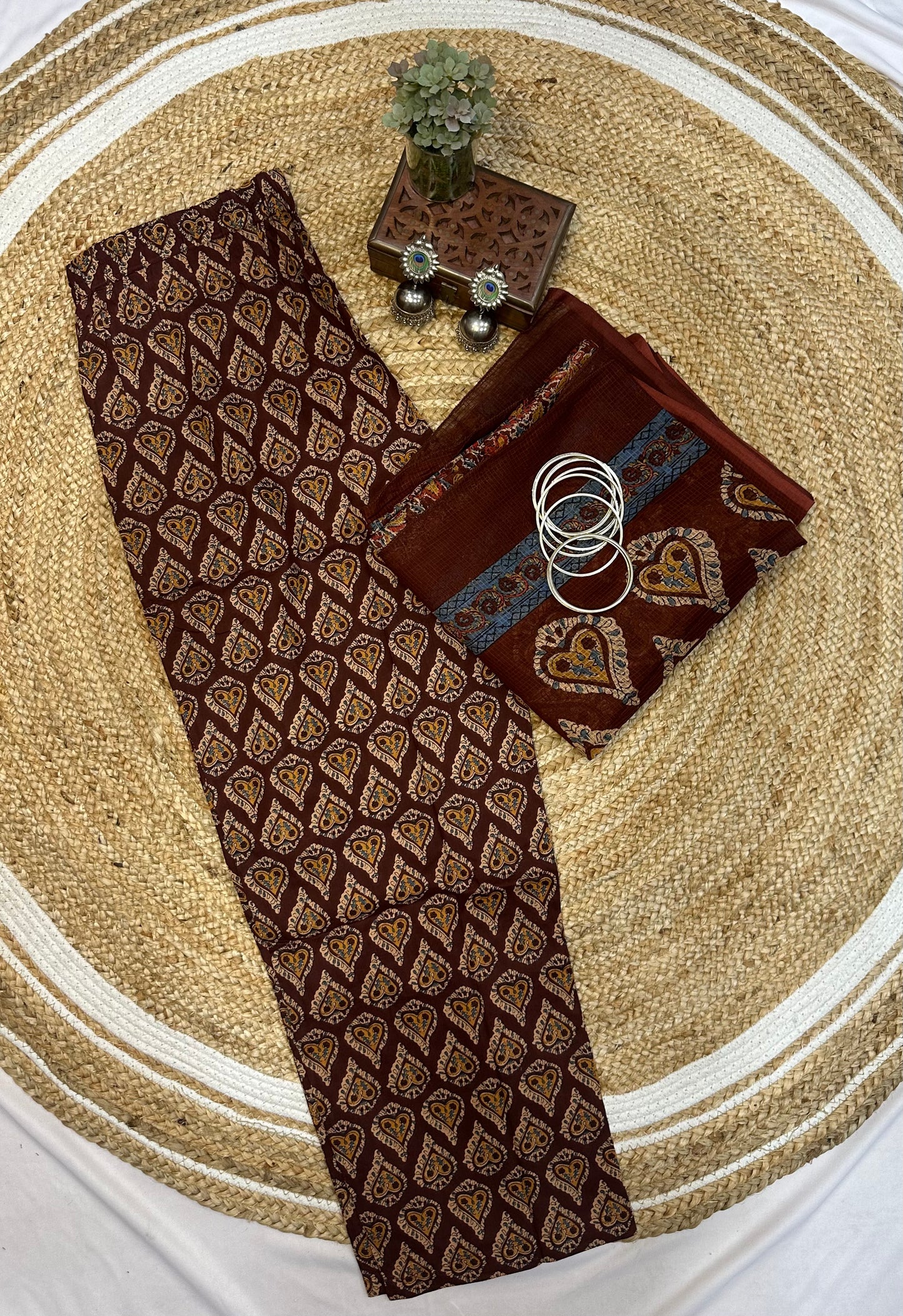 Elegant Floral and Geometric Print Suit Set