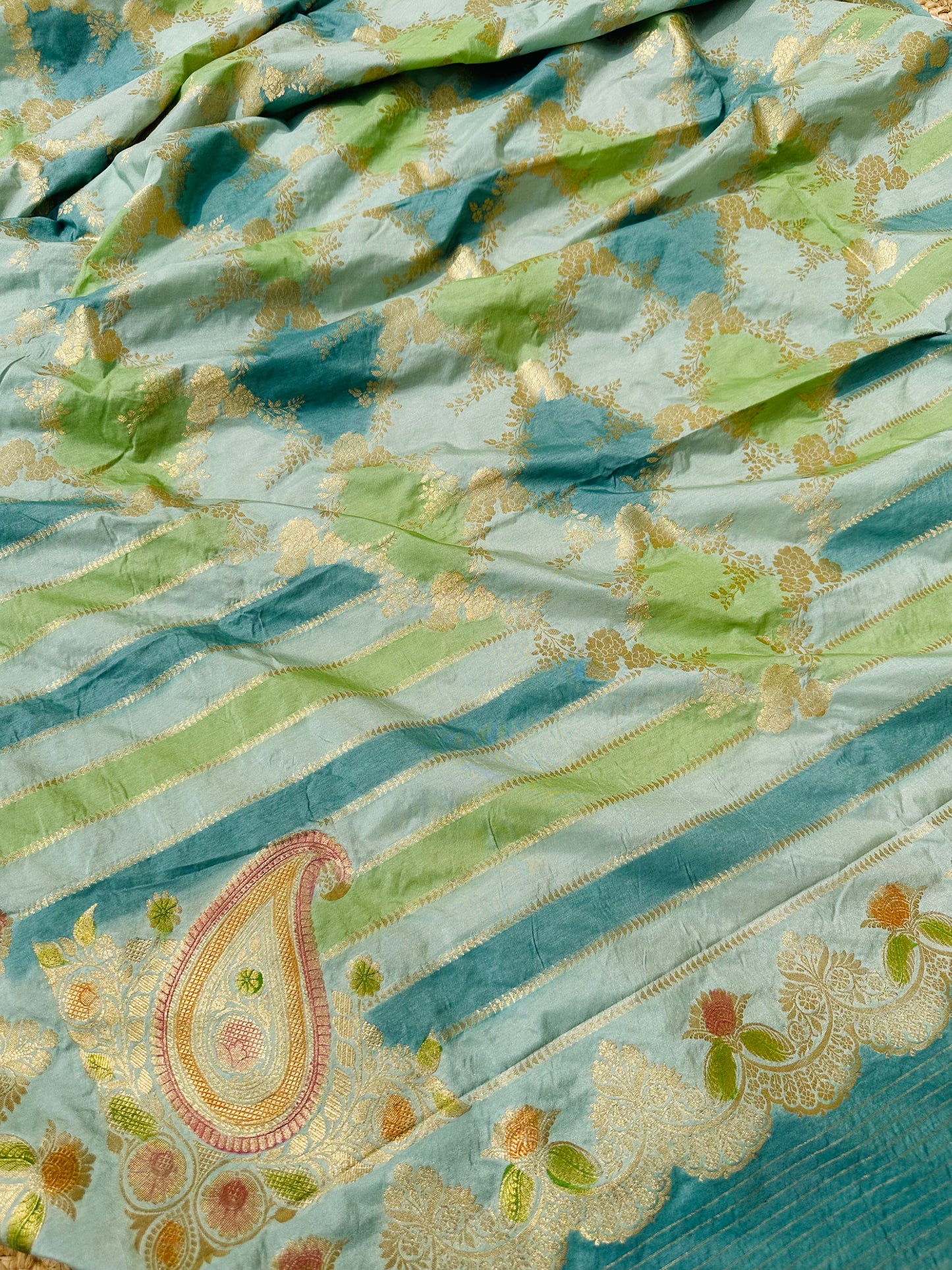 Katan silk Banarasi handloom dupatta with Meenakari