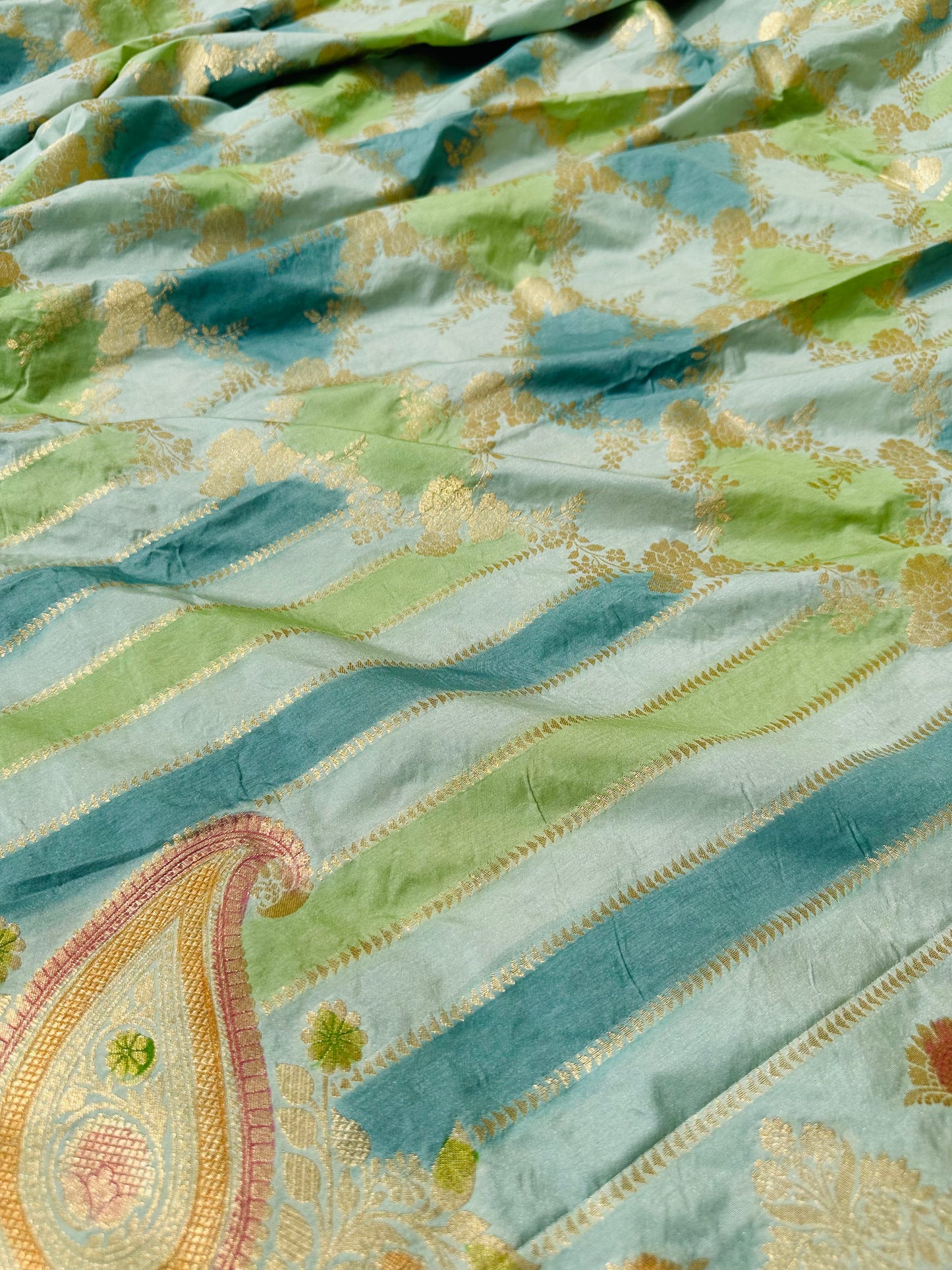 Katan silk Banarasi handloom dupatta with Meenakari