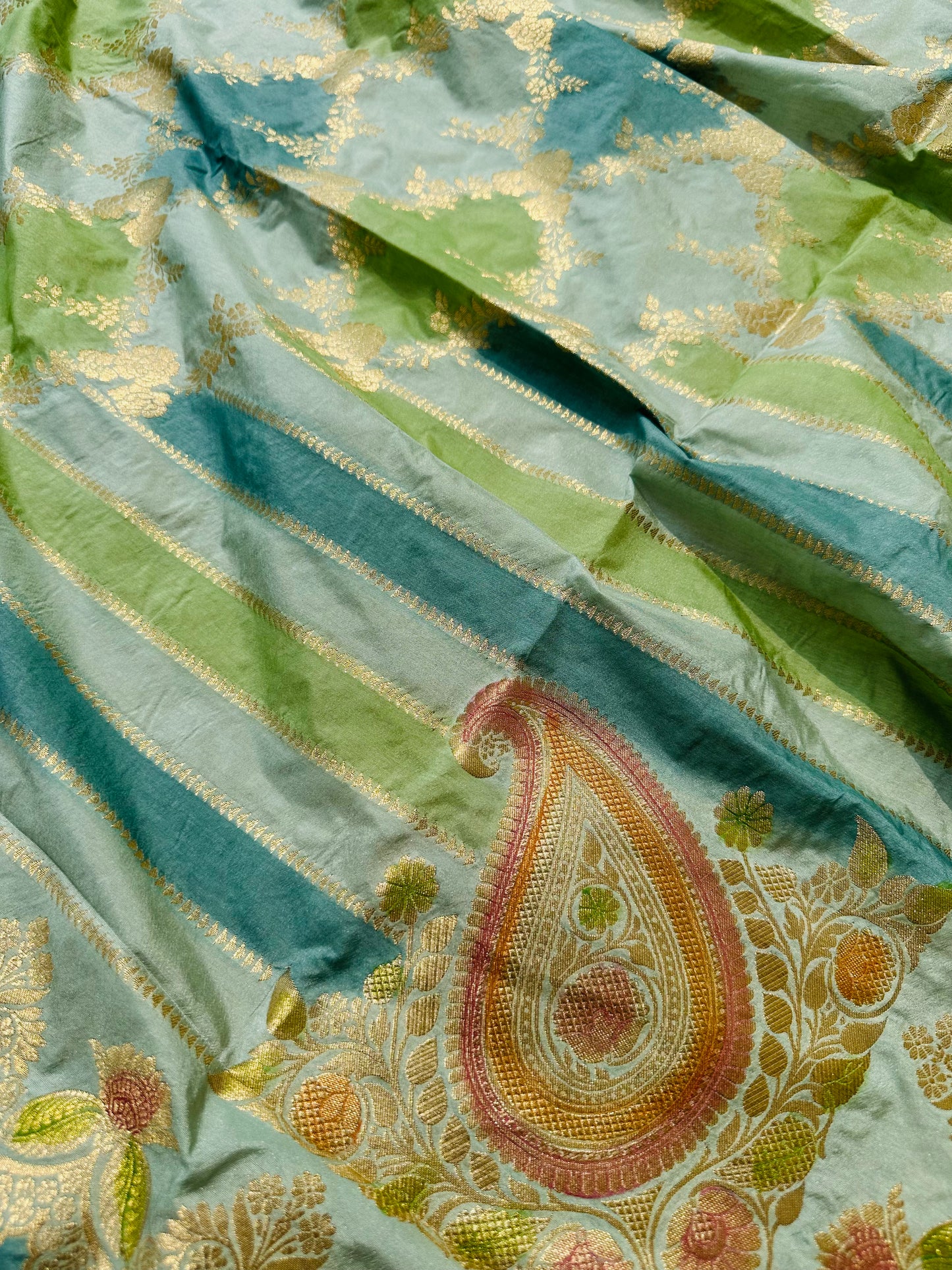 Katan silk Banarasi handloom dupatta with Meenakari