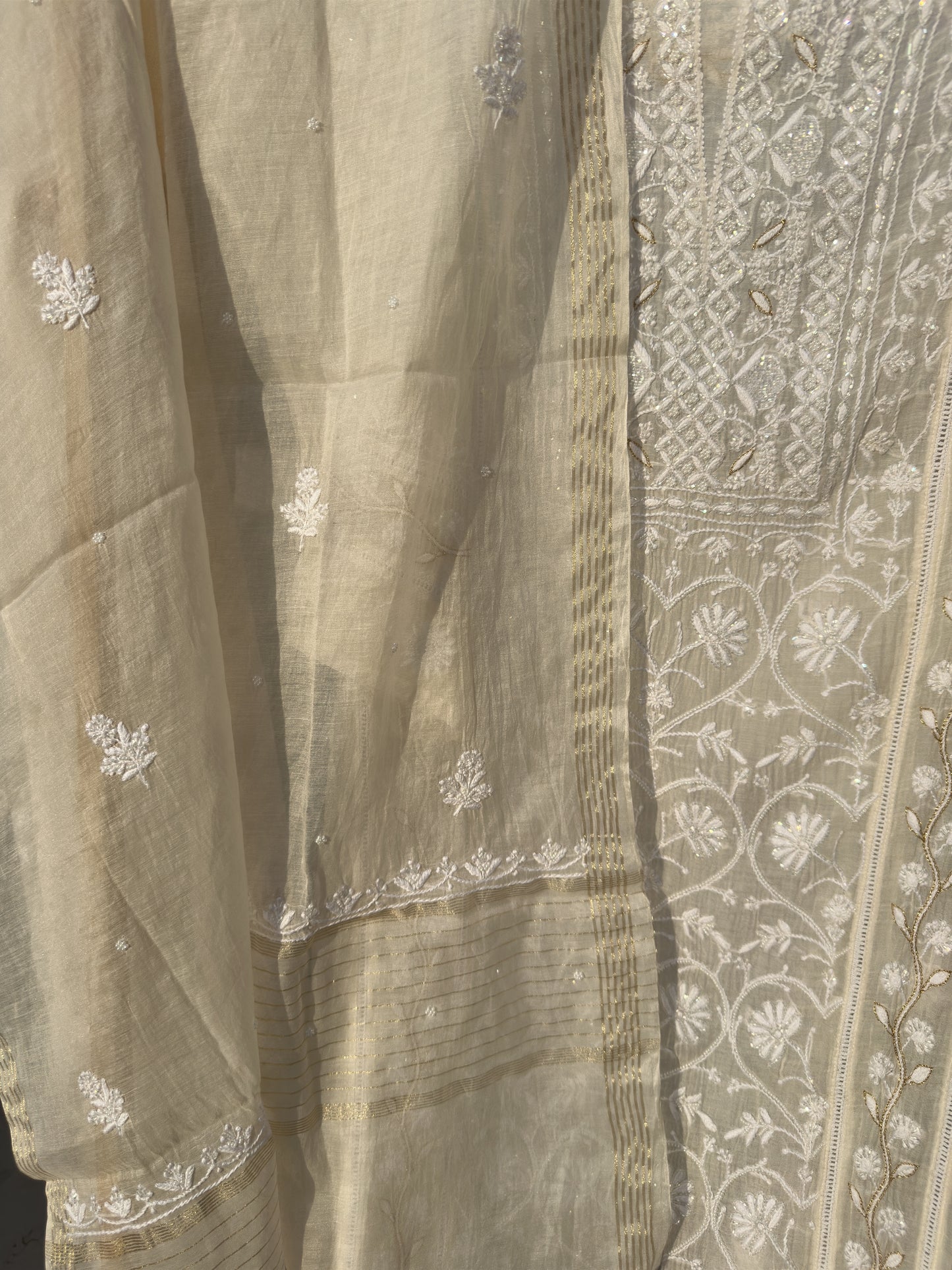 Roohani Mulmul Chikankari Kurta Dupatta Set