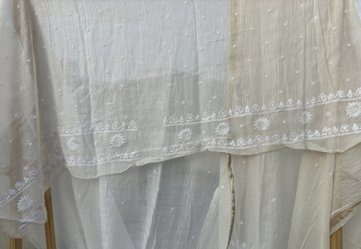 Roohani Mulmul Chikankari Kurta Dupatta Set