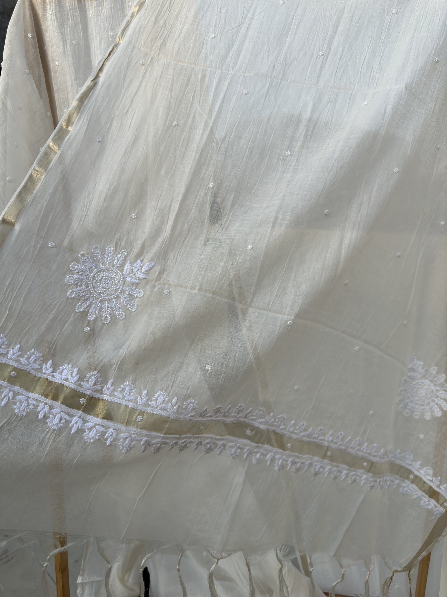 Roohani Mulmul Chikankari Kurta Dupatta Set