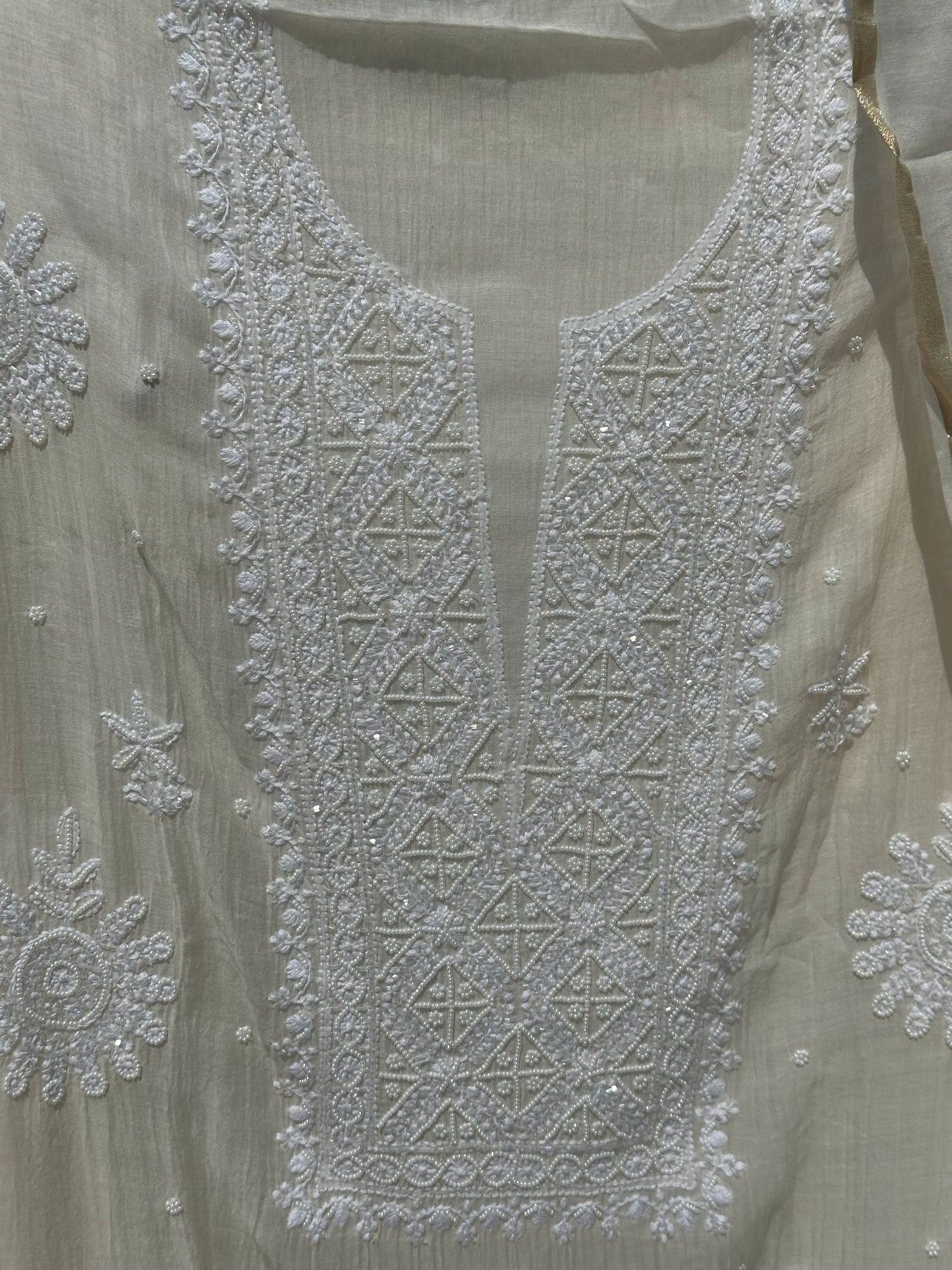 Roohani Mulmul Chikankari Kurta Dupatta Set