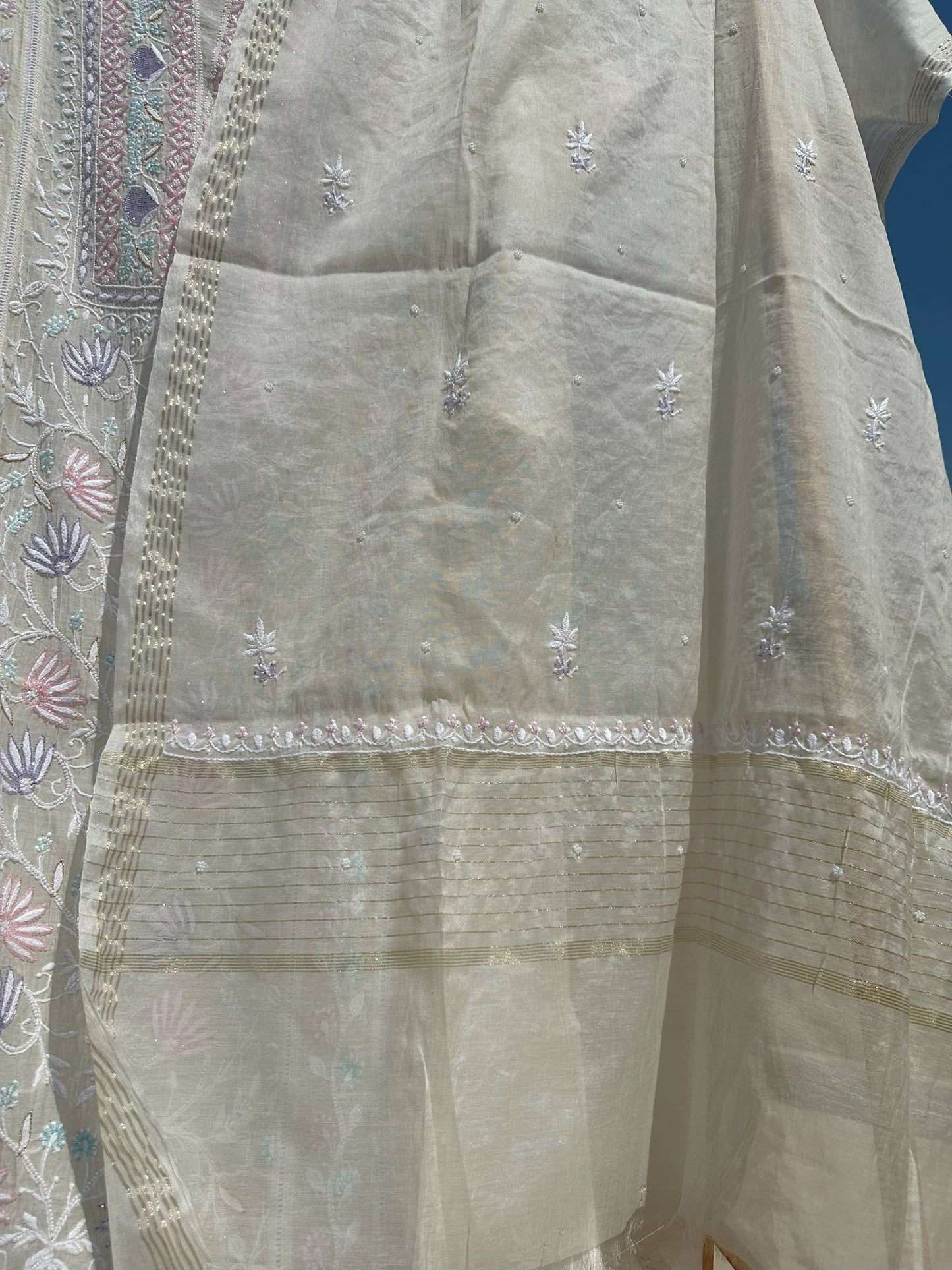 Roohani Mulmul Chikankari Kurta Dupatta Set