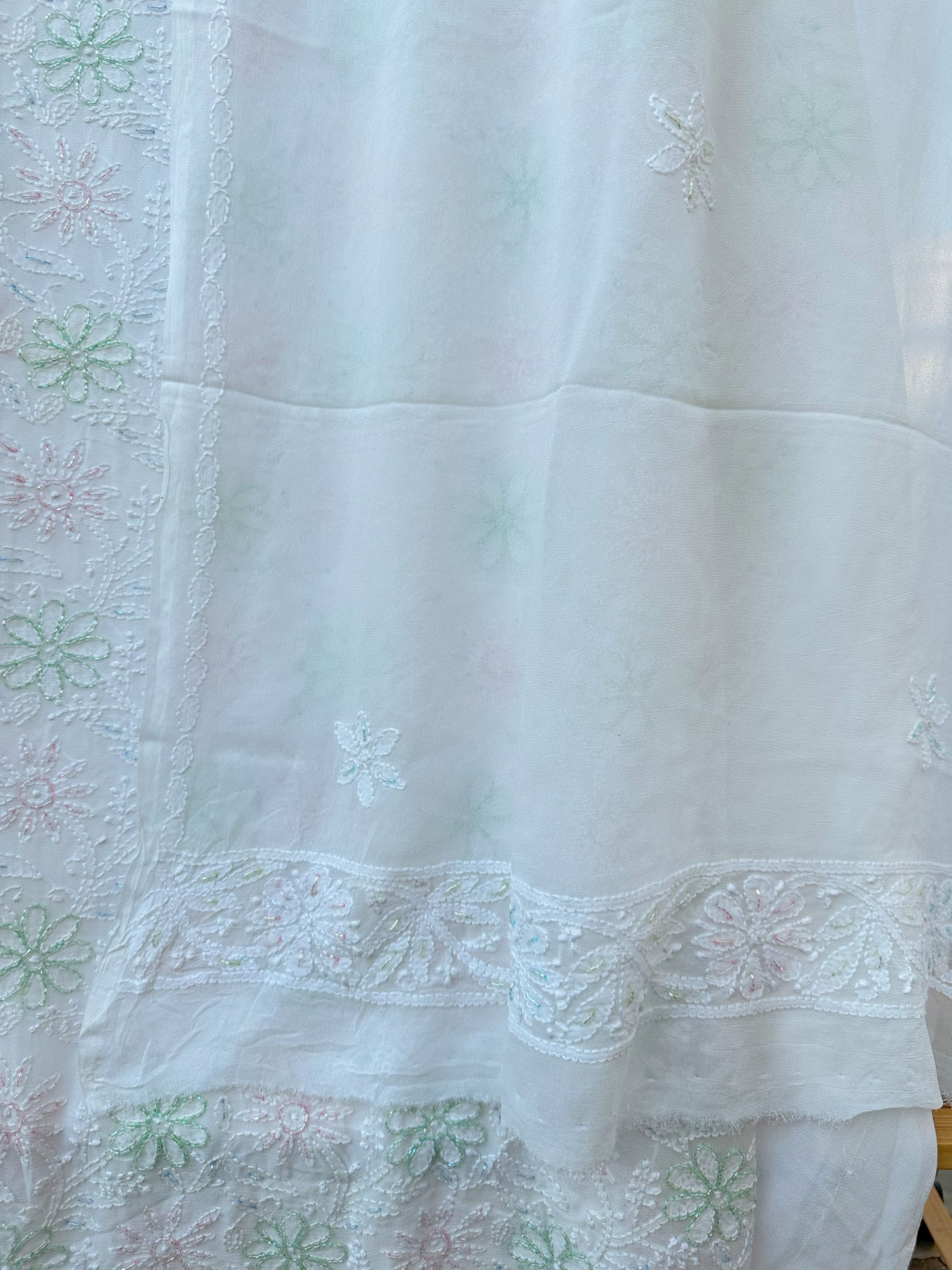 Moti Sheen Chikankari Parsi Gara Neckline Kurta Dupatta Set