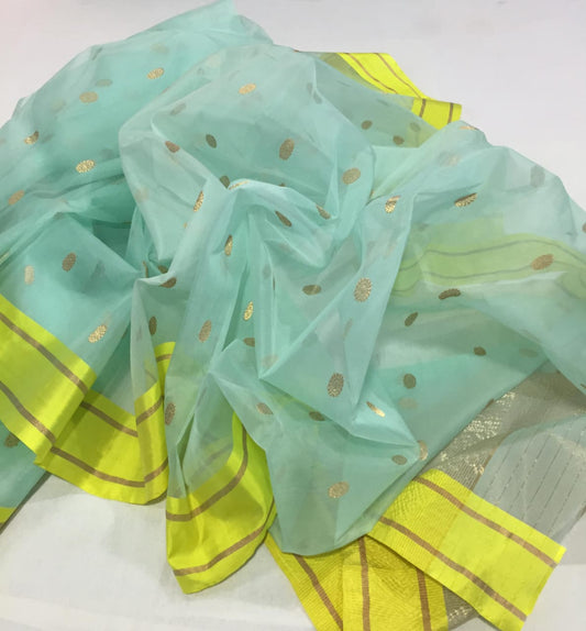 Sea Green Chanderi Silk saree