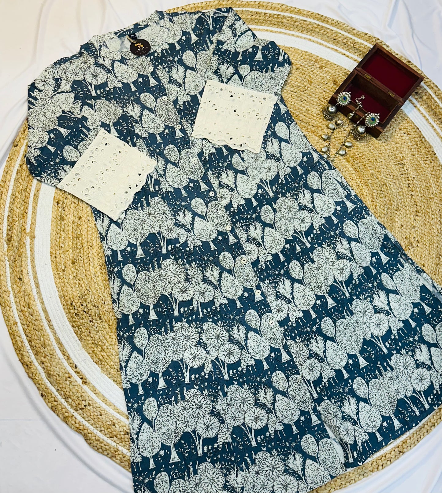 Lounge Wear Blue Pure Cotton Co-ord Set for Women - Comfortable Casual Two-piece Outfit for Daily Wear and Relaxation